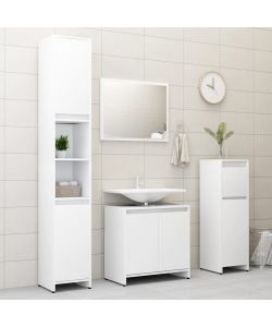 Set Mobili da Bagno 3 pz Bianco in Truciolato