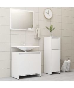 Set Mobili da Bagno 3 pz Bianco in Truciolato