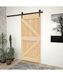 Porta Scorrevole con Set Hardware 80x210 cm in Legno di Pino 3057485