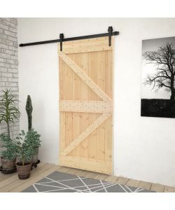 Porta Scorrevole con Set Hardware 80x210 cm in Legno di Pino 3057486