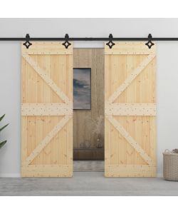 Porta Scorrevole con Set Hardware 80x210 cm in Legno di Pino 3057487