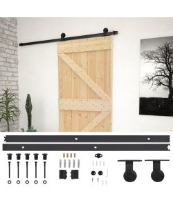 Porta Scorrevole con Set Hardware 80x210 cm in Legno di Pino 3057489