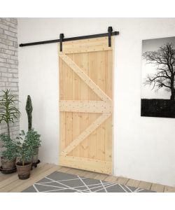 Porta Scorrevole con Set Hardware 80x210 cm in Legno di Pino