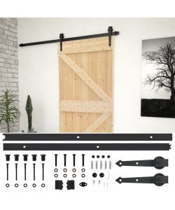 Porta Scorrevole con Set Hardware 90x210 cm in Legno di Pino