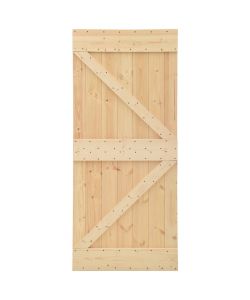 Porta Scorrevole con Set Hardware 90x210 cm in Legno di Pino