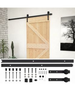 Porta Scorrevole con Set Hardware 90x210 cm in Legno di Pino