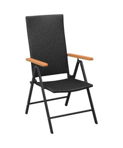 Sedie da Giardino 4 pz in Polyrattan Nero