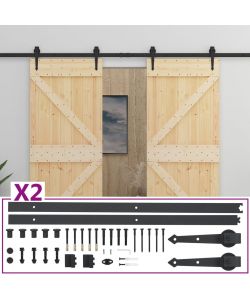 Porta Scorrevole con Set Hardware 80x210 cm in Legno di Pino 3057580