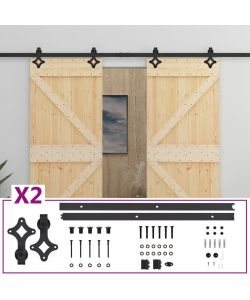 Porta Scorrevole con Set Hardware 80x210 cm in Legno di Pino 3057582