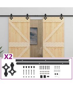 Porta Scorrevole con Set Hardware 80x210 cm in Legno di Pino 3057583