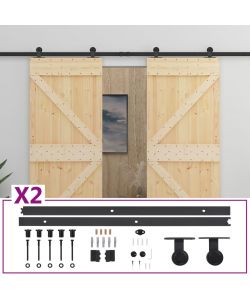 Porta Scorrevole con Set Hardware 80x210 cm in Legno di Pino 3057584