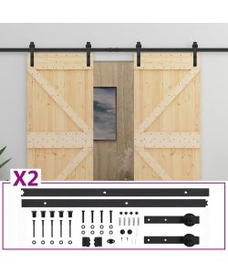 Porta Scorrevole con Set Hardware 80x210 cm in Legno di Pino 3057587