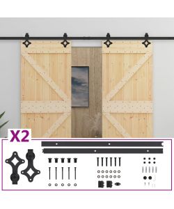 Porta Scorrevole con Set Hardware 90x210 cm in Legno di Pino 3057590