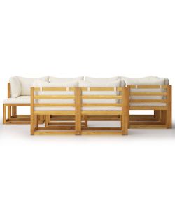 Set Divani da Giardino 10 pz con Cuscini Crema Massello Acacia 3057647