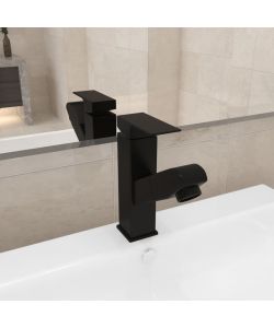 Rubinetto Lavabo da Bagno Funzione Estraibile Nero 157x172 mm