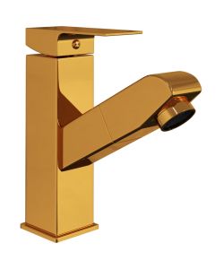 Rubinetto Lavabo da Bagno Funzione Estraibile Oro 157x172 mm