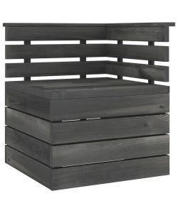 Divano Angolare da Giardino Pallet Legno di Pino Grigio Scuro