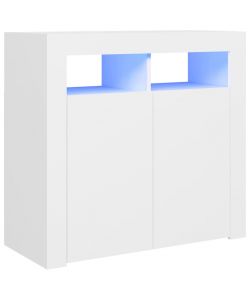 Credenza con Luci a LED Bianca 80x35x75 cm