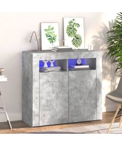 Credenza con Luci LED Grigio Cemento 80x35x75 cm