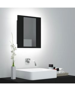 Armadietto a Specchio con Luci LED Nero 40x12x45 cm in Acrilico