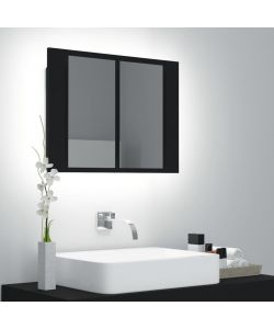 Armadietto a Specchio con Luci LED Nero 60x12x45 cm in Acrilico