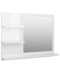Specchio da Bagno Bianco Lucido 60x10,5x45 cm in Truciolato