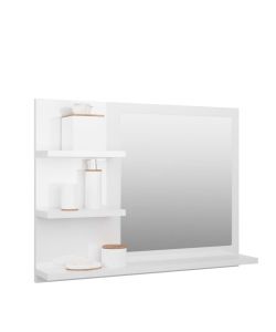 Specchio da Bagno Bianco Lucido 60x10,5x45 cm in Truciolato