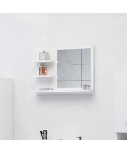 Specchio da Bagno Bianco Lucido 60x10,5x45 cm in Truciolato