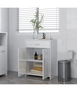 Armadio da Bagno Bianco Lucido 60x33x80 cm in Truciolato