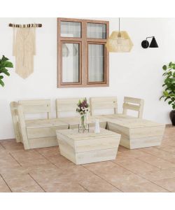 Set Divani da Giardino su Pallet 5 pz in Legno Abete Impregnato 3063715