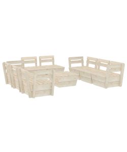 Set Divani da Giardino su Pallet 9 pz in Legno Abete Impregnato