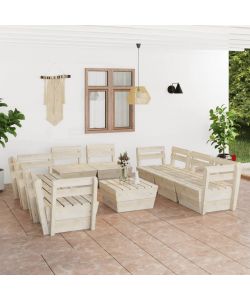 Set Divani da Giardino su Pallet 9 pz in Legno Abete Impregnato