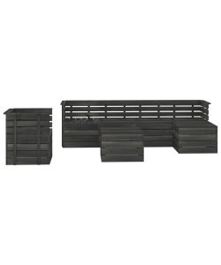 Set Divani da Giardino su Pallet 7 pz Legno Pino Grigio Scuro 3063747