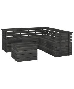 Set Divani da Giardino su Pallet 6 pz Legno Pino Grigio Scuro 3063753