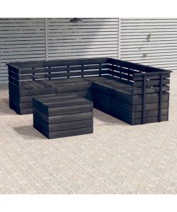 Set Divani da Giardino su Pallet 6 pz Legno Pino Grigio Scuro 3063753