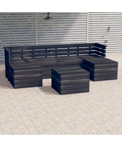 Set Divani da Giardino su Pallet 7 pz Legno Pino Grigio Scuro 3063755