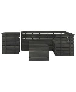 Set Divani da Giardino su Pallet 8 pz Legno Pino Grigio Scuro 3063760