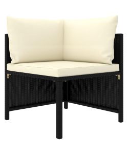 Set Divani da Giardino 6 pz con Cuscini in Polyrattan Nero 3059783