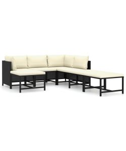 Set Divani da Giardino 7 pz con Cuscini in Polyrattan Nero 3059790