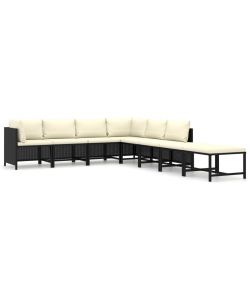 Set Divani da Giardino 8 pz con Cuscini in Polyrattan Nero 3059793