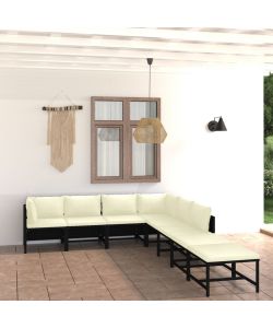 Set Divani da Giardino 8 pz con Cuscini in Polyrattan Nero 3059793