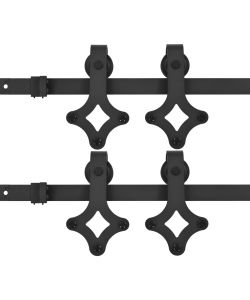 Kit di Binari per Porte Scorrevoli 2 pz 183 cm in Acciaio Nero 3059840