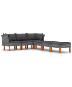 Set Divani da Giardino 6 pz con Cuscini in Polyrattan Grigio 3059728