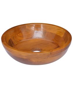 Lavabo in Legno Massello di Teak diam. 40x10 cm