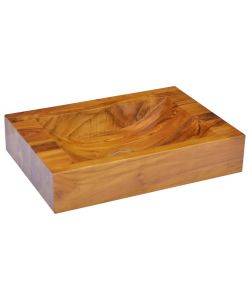 Lavabo in Legno Massello di Teak 50x35x10 cm