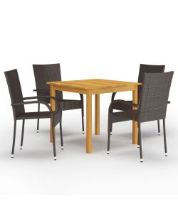 Set Mobili da Pranzo per Giardino 5 pz Marrone