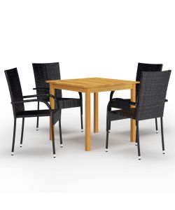 Set Mobili da Pranzo per Giardino 5 pz Nero