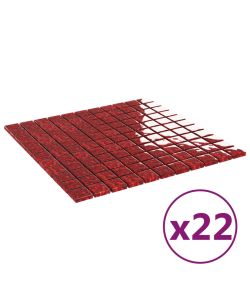 Piastrelle Mosaico 22 pz Rosso 30x30 cm in Vetro