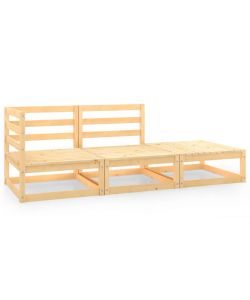 Set Divani da Giardino 3 pz in Legno Massello di Pino