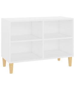 Mobile TV con Gambe in Legno Massello Bianco 69,5x30x50 cm